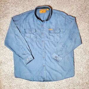 North River Men's Shirt XL Blue Faux Suede Button Up Outdoor Long Sleeve